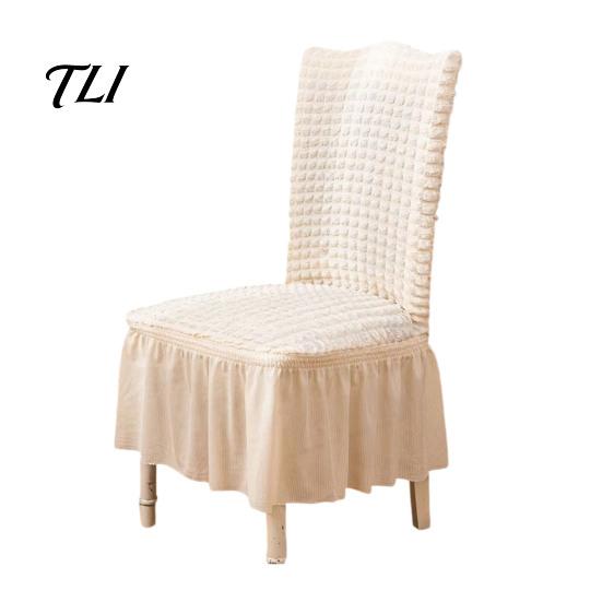 Kitchen Chair Slipcovers Cover with Skirt, Stretchable Armless Slipcover, Bubble Dining Covers Texture, Machine Washable Protector for Protective