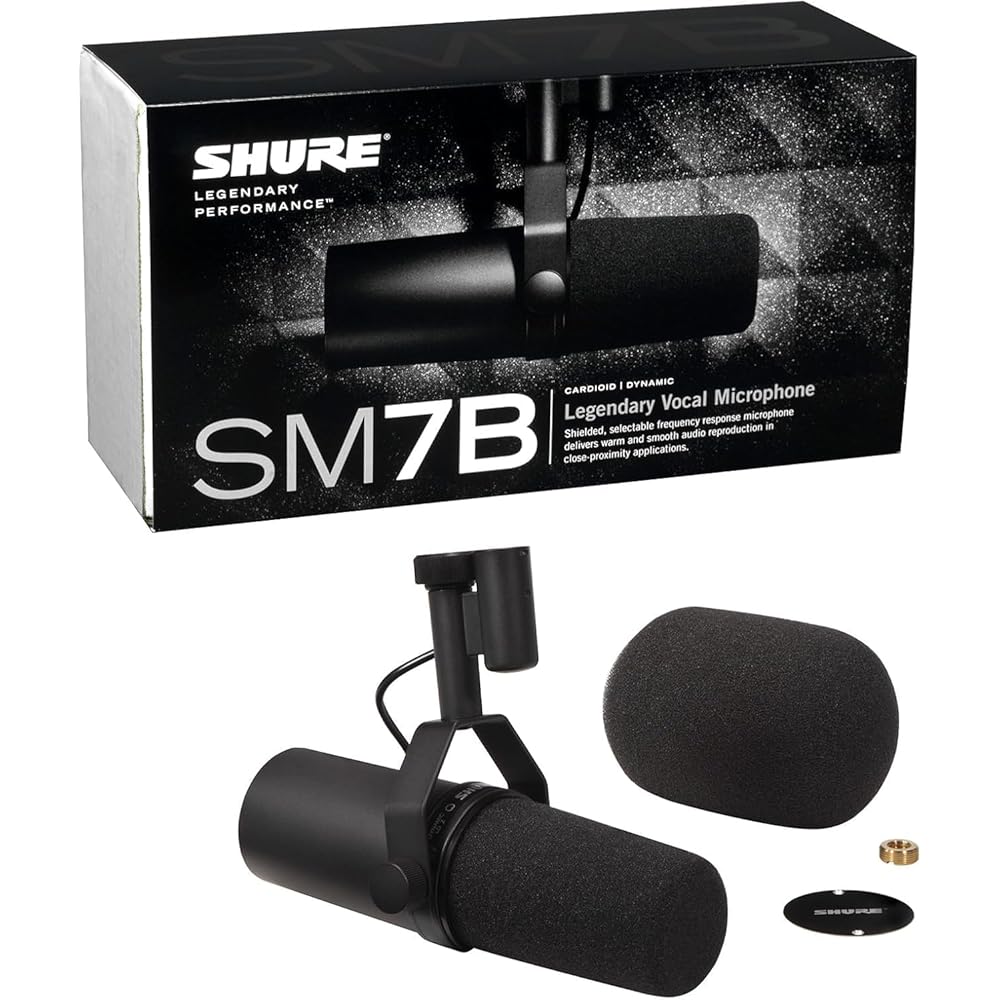 Shure Конечно SM7B: Динамический микрофон, Кардиоидный, Однонаправленный, XLR, Проводное шумоподавление, Str...