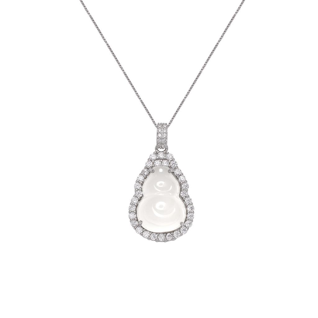 Серебряное ожерелье S925 с кулоном-тыковкой из высококачественного ледяного халцедона, прозрачный белый ледяной халцедон, модное ювелирное изделие в национальном стиле для женщин