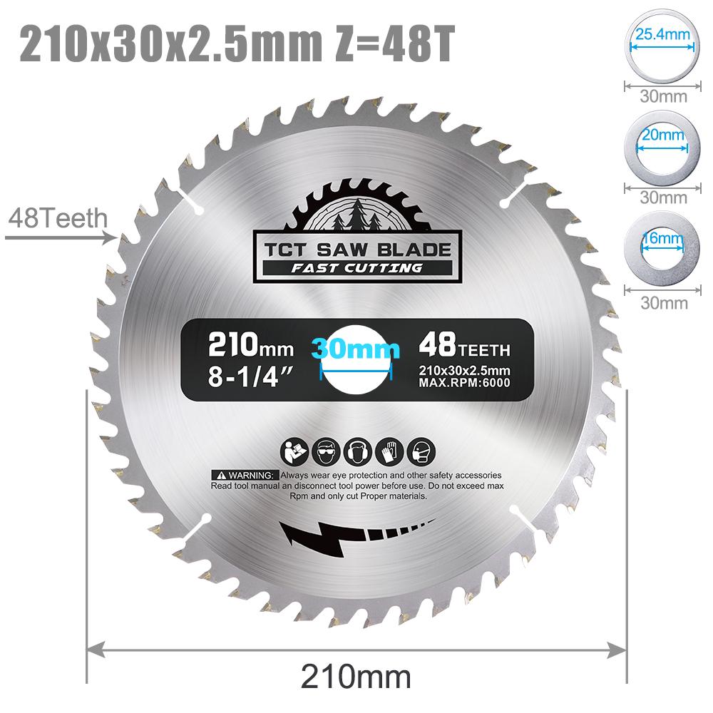 XCAN Circular Saw Blade Diameter 210mm Teeth 24T 48T 60T 80T Wood Cutting Disc Carbide Tipped TCT Saw Blade Woodworking Tools