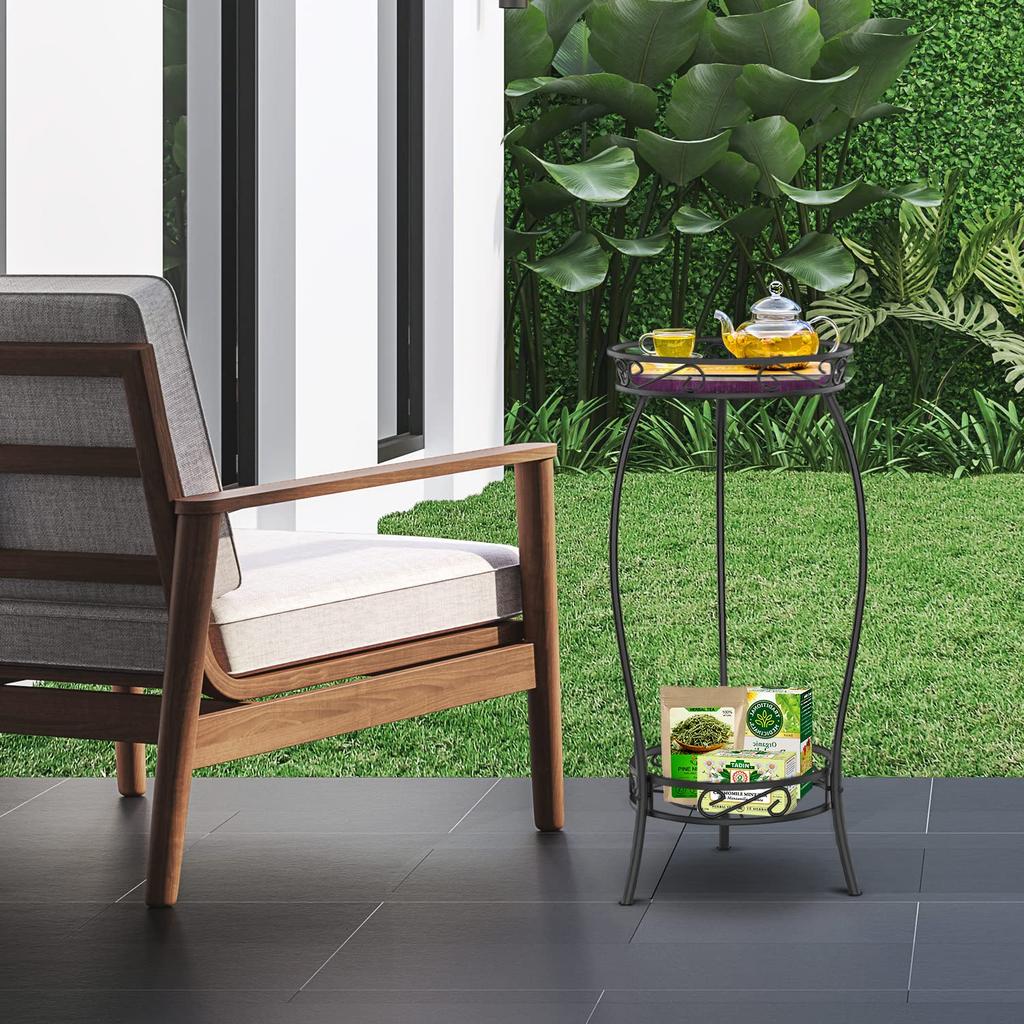 Цветок цветок 69см садоводство цветочный горшок черная подставка, для дома, 2-ярусная, полка, железо, высокая, стеллаж, дом, офис, сад, подставка, (черный)