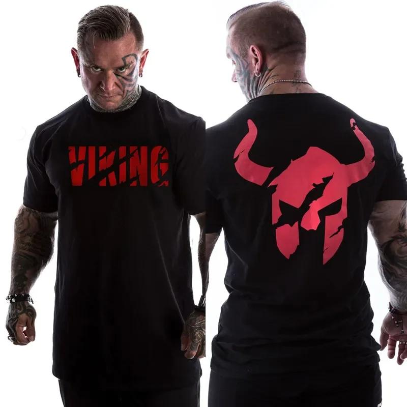 Мужская футболка для фитнеса и бодибилдинга с коротким рукавом, хлопковая футболка с принтом OX 2024 года, новейшая мужская повседневная модная футболка, топы, одежда