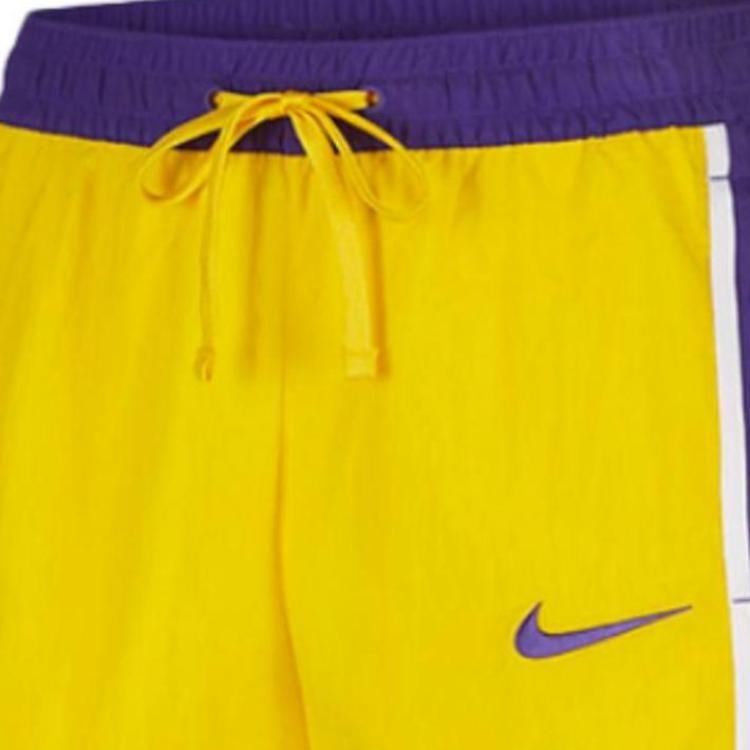 Nike Los Angeles Lakers Courtside Heritage Nba Lacing Sports Shorts Amarillo Yellow Men's cv5603-728