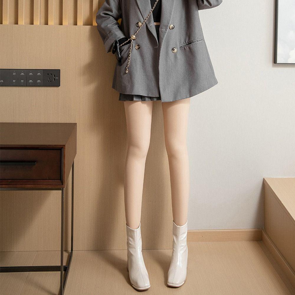 Двухслойные термочулки с высокой талией, зимние колготки, женские чулки, артефакт для голых ног