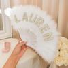 Custom Fluffy Fan Bridal Wedding Fan Vintage Folding Fan Boho Bride Accessory Bridesmaid Gift Photo Prop Wedding Keepsake