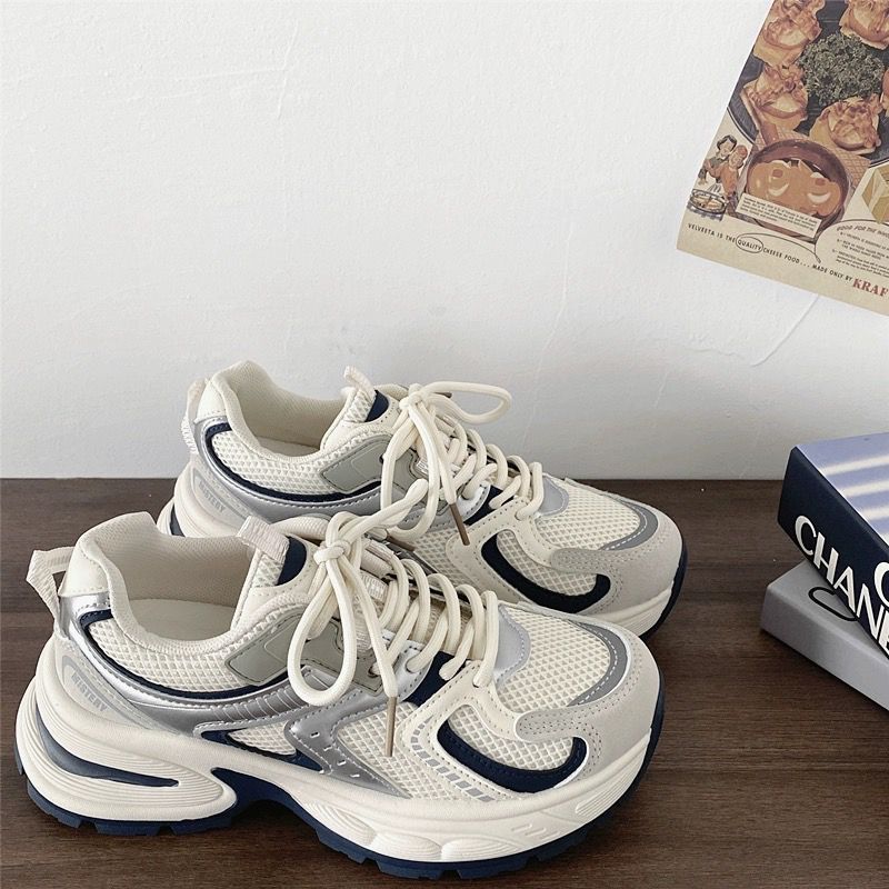 Thick-soled Heightening Dad Shoes for Women Spring and Autumn New Ins Trendy Versatile Mesh Breathable Casual Sports Shoes