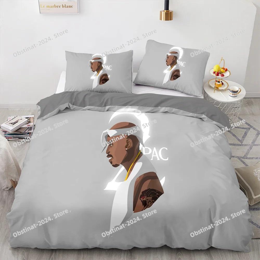 Постельное белье 2Pac Односпальный Полуторный Двуспальный Кингсайз Тупак Амару Шакур Постельный комплект Взрослый Детский Спальня Комплекты пододеяльников 3D-принт 043