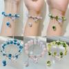 Exquisite Butterfly Ice Crack Gradient Glaze  Beaded Bracelet For Women Girls Elastic Sweet Cute Bangle  Jewelry