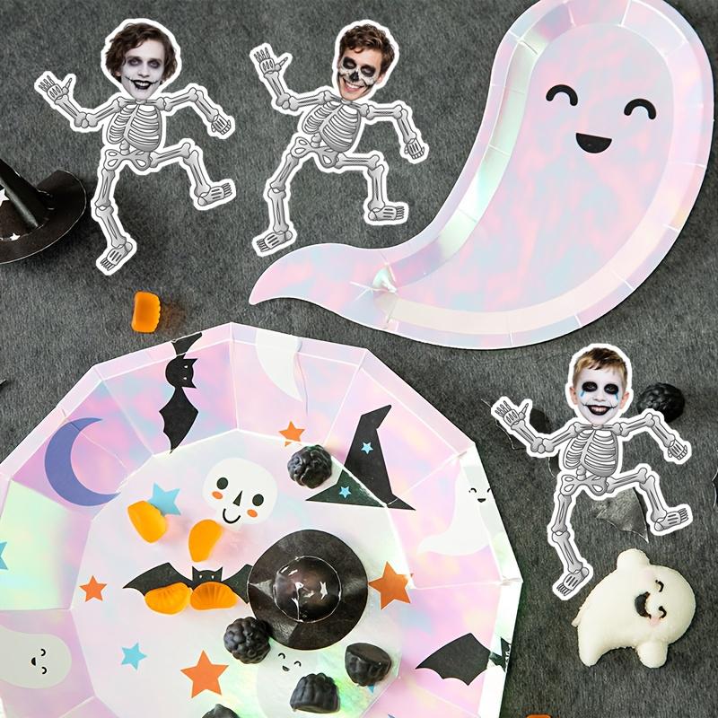 20 шт. Наклейка с черепом на заказ, Персонализированная наклейка с скелетом, Смешная этикетка, Бумажные наклейки с пользовательским лицом, Принадлежность для Хэллоуин-вечеринки