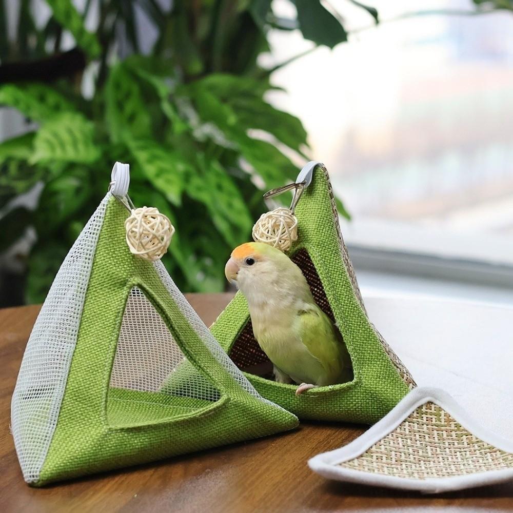 Triangular Summer Cooling Nest Breathable Net Bird Hammock Triangular Bird Hut Hiding House