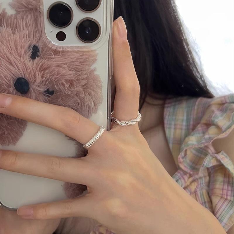 BFCLUB Silver Color Rings for Women Strip Lines Fashion Geometric Vintage Handmade Irregular Ring Party Gifts