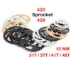 Мотоциклетная цепь 420/428 31T/37T/41T/48T 52MM Задняя звездочка для китайского квадроцикла ATV Pit Dirt Bike Мотор Мопед Аксессуары