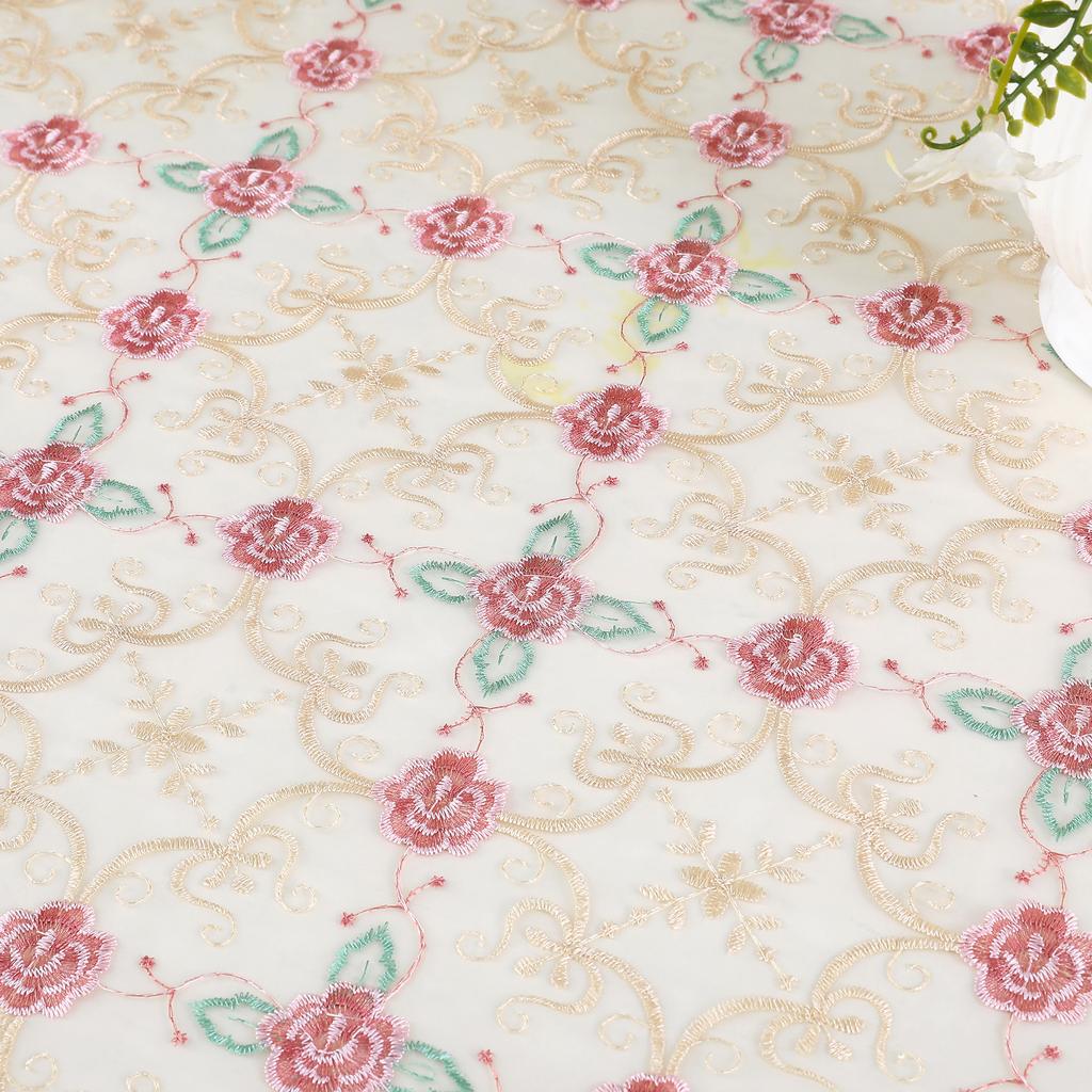 New Lace Tablecloth Glass Yarn High Needle Embroidery Flower Placemat TV Cabinet Household Fabrics Decorative Tablecloth