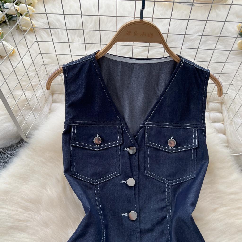 Дизайнерское летнее платье для женщин высокого класса V-образный вырез без рукавов однобортный топ женский костюм-двойка повседневные брюки клеш