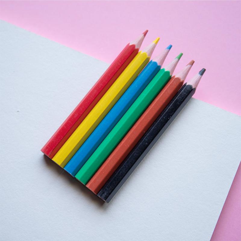 6 цветов 3,5 дюйма мини короткие детские цветные карандаши для рисования учеников начальной школы раскраски набор художественных канцелярских принадлежностей для школы