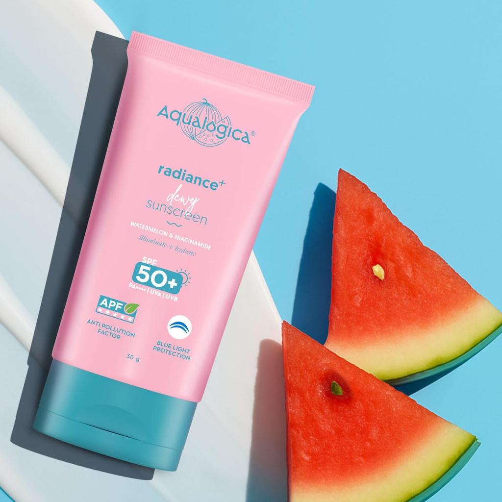 Aqualogica Гель-солнцезащита Radiance+ с эффектом сияния SPF 50+ PA++++ Широкий спектр защиты от УФ-лучей и загрязнений 30 г