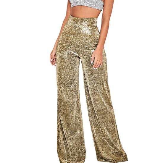 Женские широкие брюки с принтом горячего тиснения, глянцевые длинные брюки, клубы