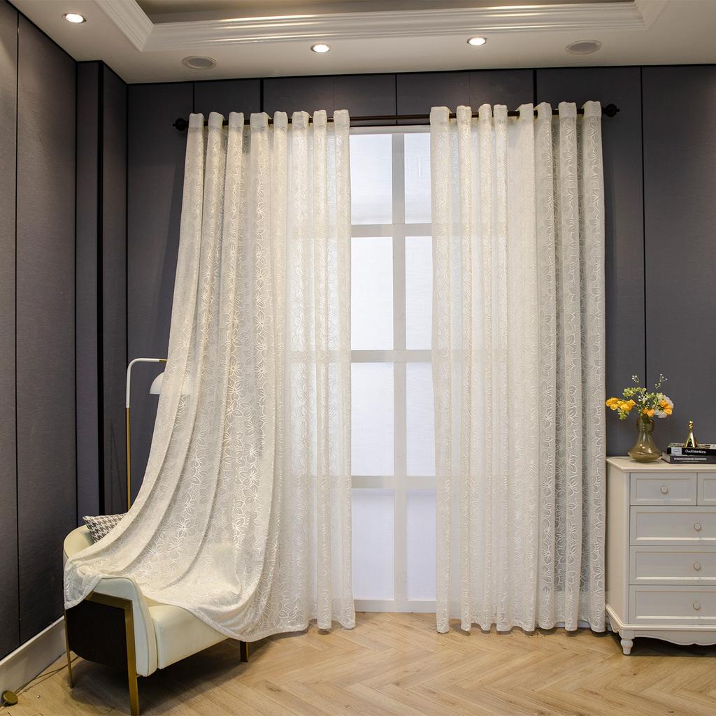 1 панель шторы из полупрозрачной марли с принтом зеленых листьев в стиле французского кантри на люверсах - мятно-зеленые и белые ботанические оконные портьеры для спальни