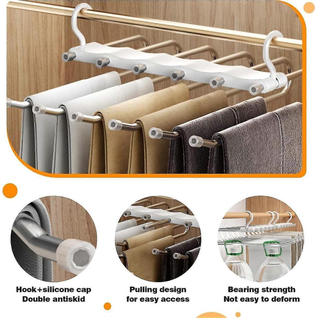 6 in 1 Trouser Hanger, Space Saving Trouser Hanger, Trouser Hangers, Sliding Trouser Rack, Clothes Hangers, Multifunctional Hook Hook Hanger, Trouser