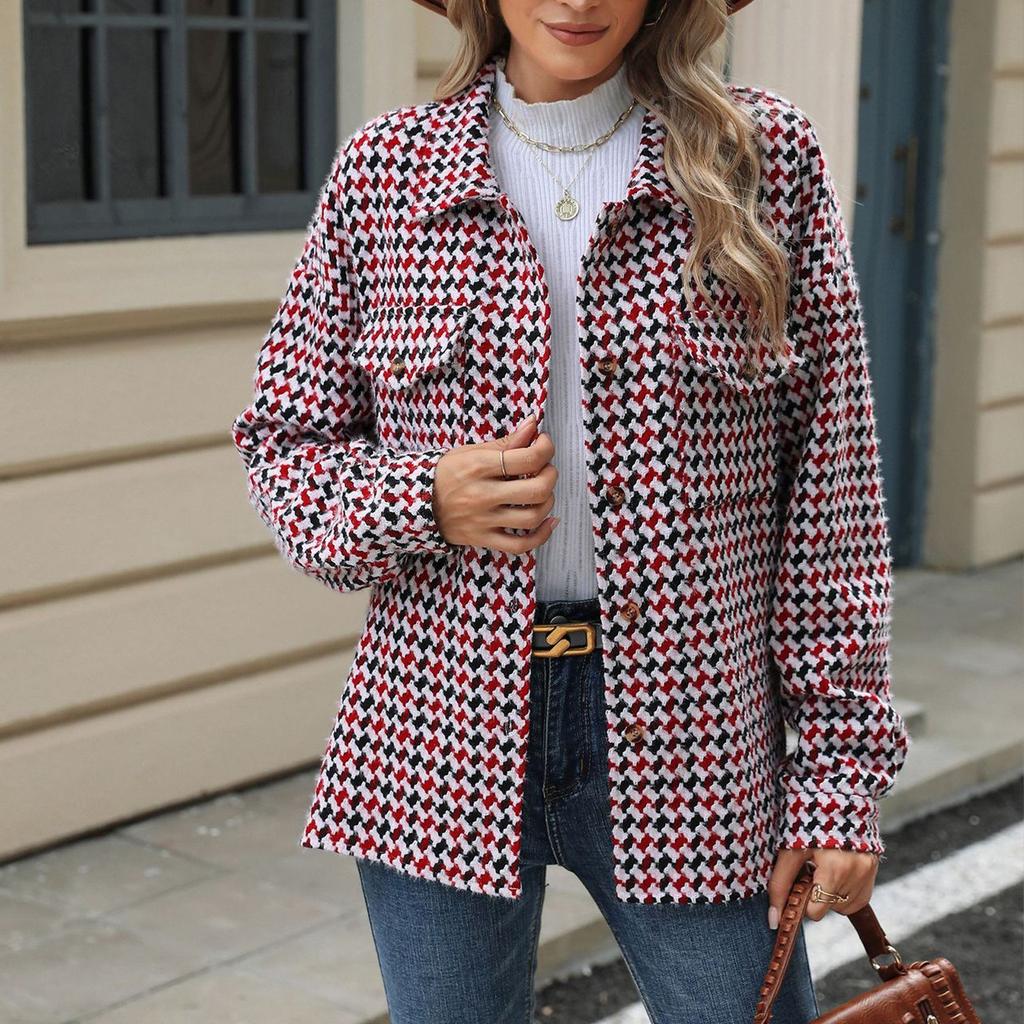 Женское свободное повседневное шерстяное пальто с лацканами и длинными рукавами, модное пальто