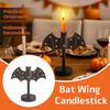 Glitter Bat Candle Holder,Halloween Candle Holder Centerpiece with LED Flash Lamp,Gothic Bat Candle Holder Fireplace Decoration