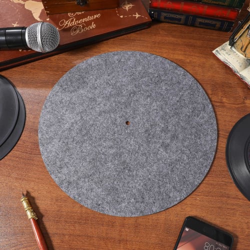 Totority 2-Piece Record Mat, Turntable Felt Mat, Vinyl Slipmat, DJ Slipmat, Record Protection Mat, Felt Mat, Gray