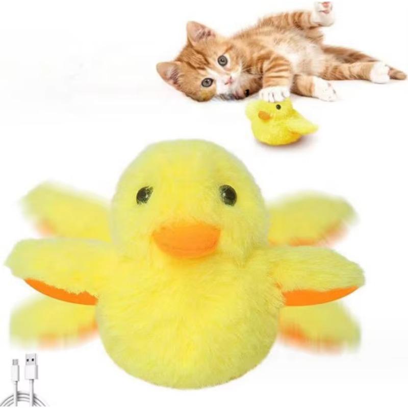 Rechargeable Flapping Duck Cat Toys USB Charge Electric Duck Touch Activated Kitten Toy Plush Interactive Moving Cat Toy