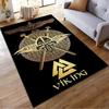 Golden Viking Symbol with Ravens and Swords Non-slip rug suitable for living room and bedroom sofas