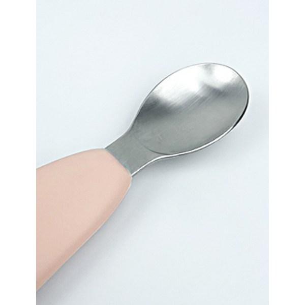 UBMom Infant Stainless Steel Silicone Handle Baby Food Spoon Fork Case Set, Songpyeon (Coral), 1 Set, Korean Popular Tableware