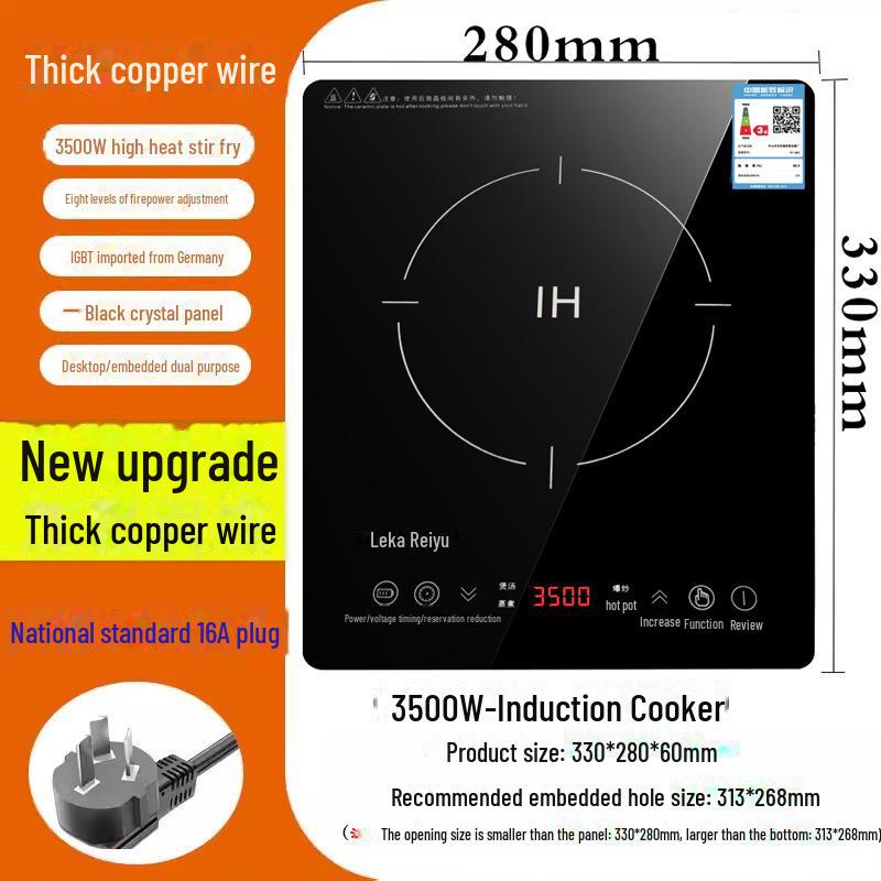 Built-In Single Induction Cooktop: High-Power, 33*28, Gas & Electric Compatible for Apartments