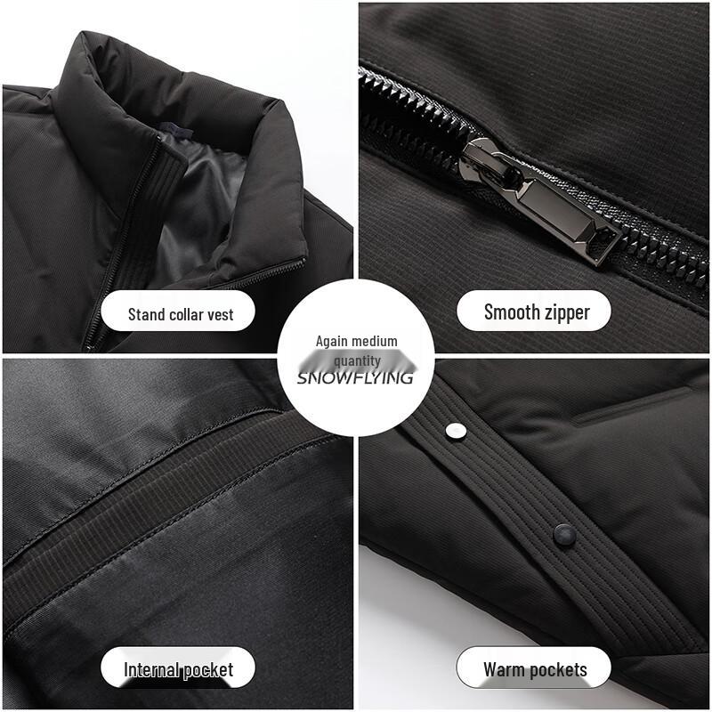 Мужской жилет Xue Zhong Fei 2025 с воротником-стойкой, 90% пух