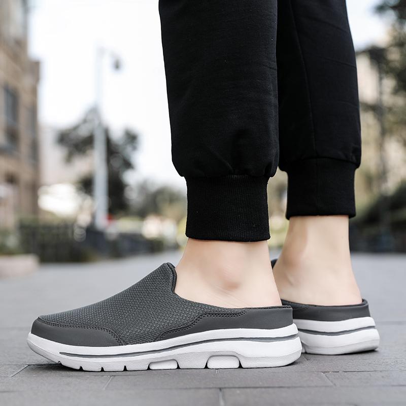 Men/Women's Interior Slippers Men's Half Slippers Summer Mesh Meter-breathable Men's Black Slippers