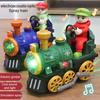 Kids Electric Steam Train Toy with LED Light Music Spray Classical Train Toy Battery Powered Locomotive Toy Toddlers Boys Girls Gift
