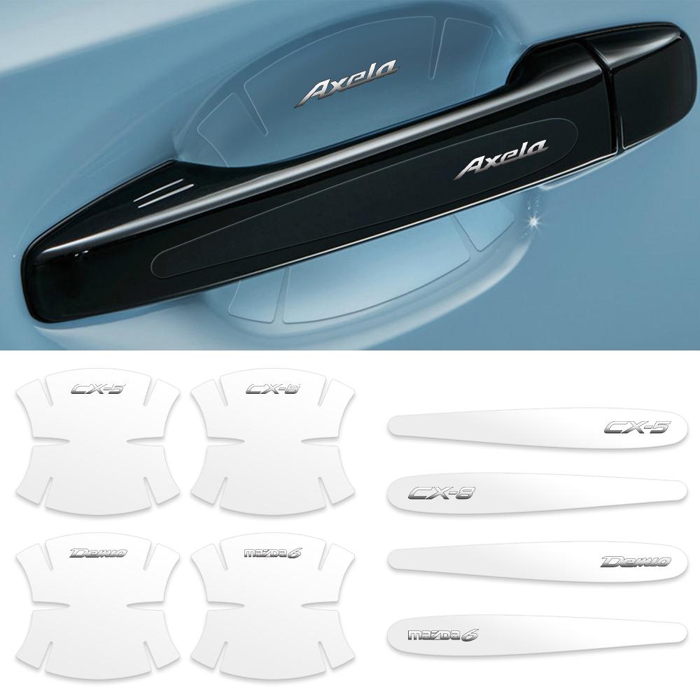 8pcs Car Door Handle Cup Protector Film Car Emblem Anti Scratch Stickers For Mazda 2 3 5 6 CX-5 CX-3 MS SPEED CX-8 Axela Atenza BM7