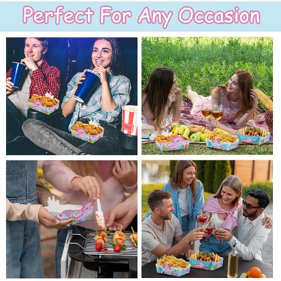 GLURUITE 24 Pcs Axolotl Party Paper Food Trays Disposable Axolotl Shaped Serving Boat Snack Bowls for Baby Shower Birthday Party Supplies Favors