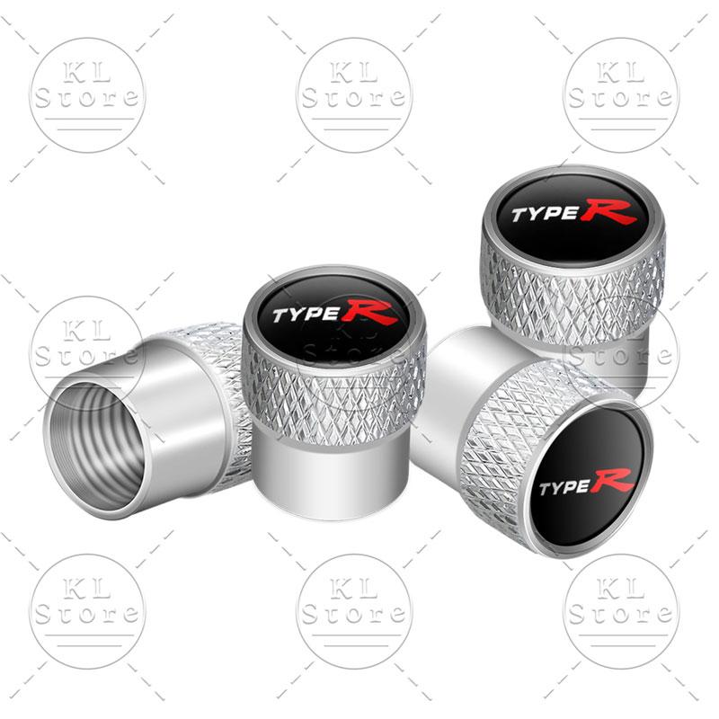 Car Decor 4Pcs Type R Typer Logo Car Wheel Tire Valve Caps Stem Caps Dust Proof Covers For Honda Odyssey Accord Civic CRV Jazz