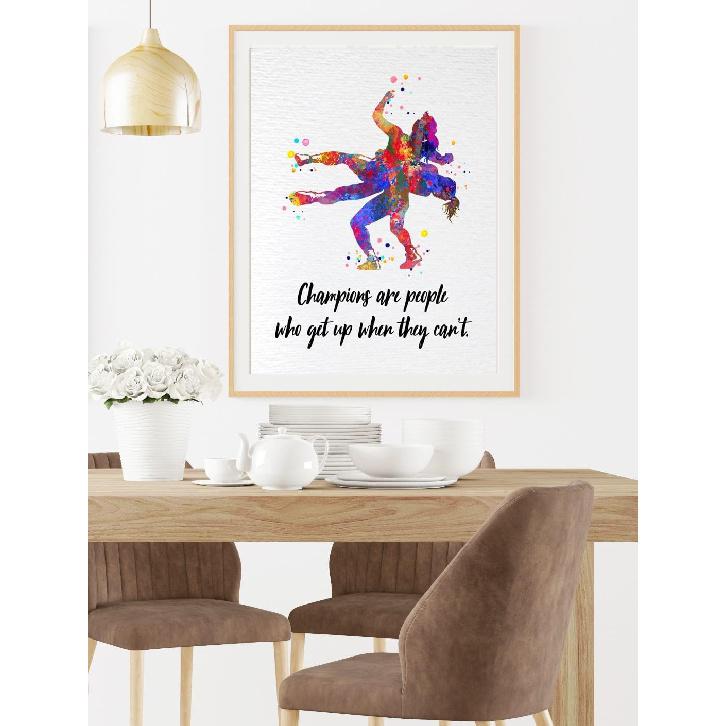 Dignovel Studios 8X10 Unframed Wrestling Girls Wrestler Sports pirational Quotes Watercolor Art Print Poster Wall Hanging Decor DN817