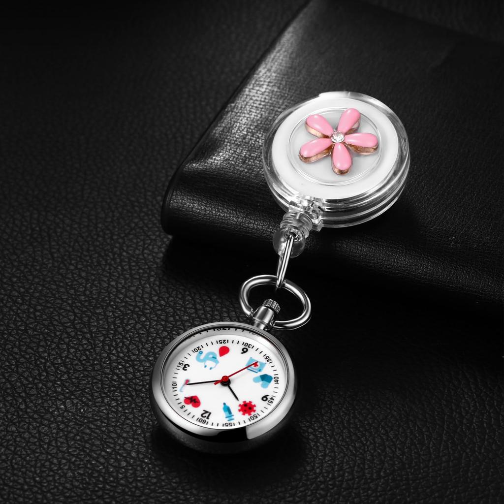 Часы-клипса для медсестры с цветком, карманные, кварцевые, для медсестры, идеальный подарок для медсестер и воспитателей в детском саду на День медсестры, часы, тип, аналоговые, милые,