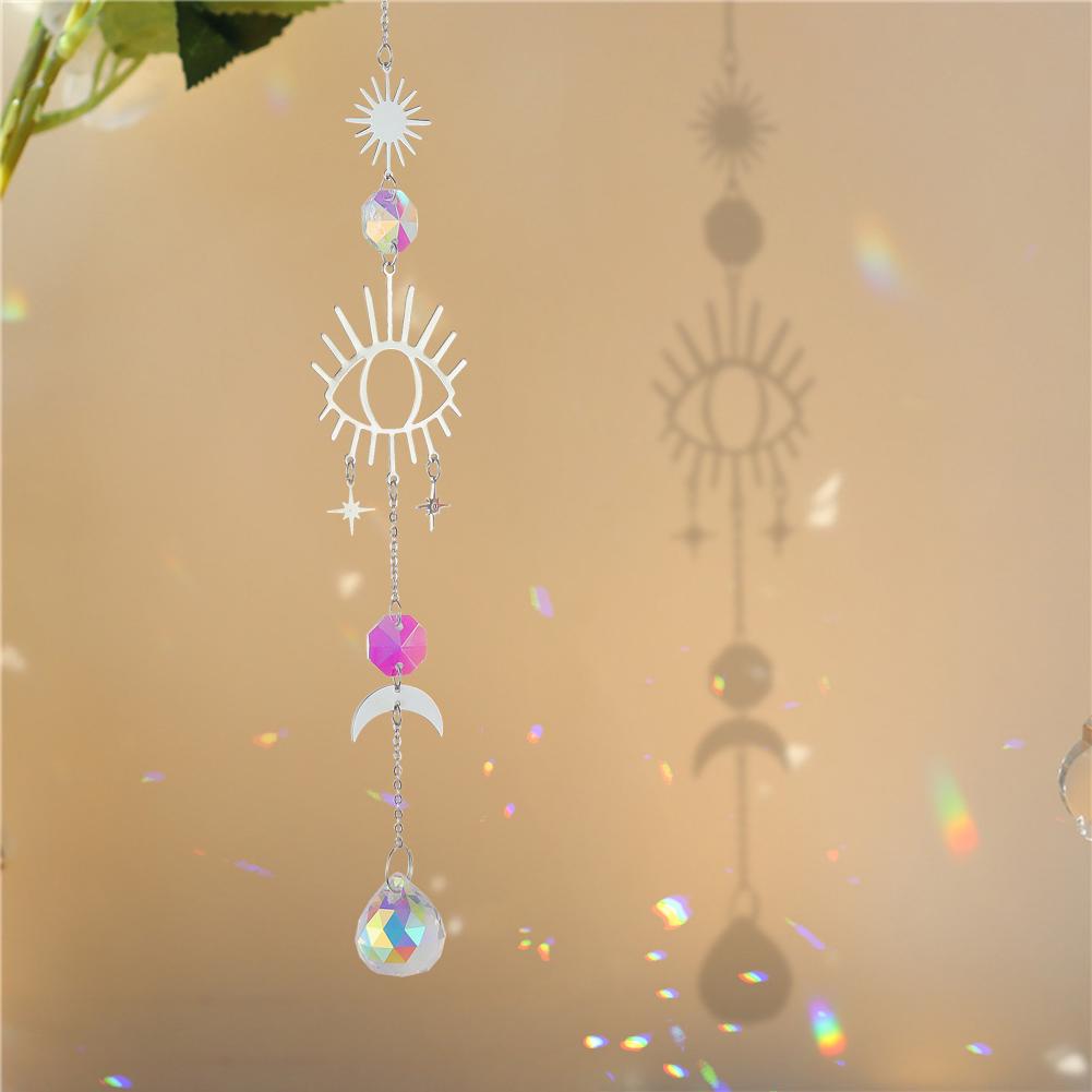Crystal Star Sun Wind Chimes Hexagon Diamond Prisms Hanging Light Catcher Rainbow Make Window Curtains Pendant Home Room Deocr