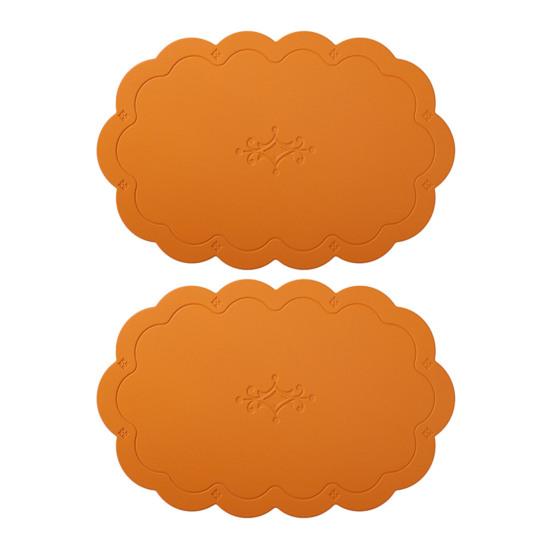 2 Pcs Leather Placemats with Embossment Design No-Slip Heat Resistant Table Mats