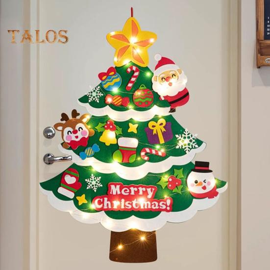 Рождественская елка из фетра своими руками для малышей, большая светящаяся рождественская елка с Санта-звездой, конфетными фигурками, детская развивающая игрушка