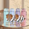 1PC Boxing Capybara Cartoon Bust 750ml Color Plastic Water Bottle Leakproof Flip Straw Lid For Sports Office Home Use