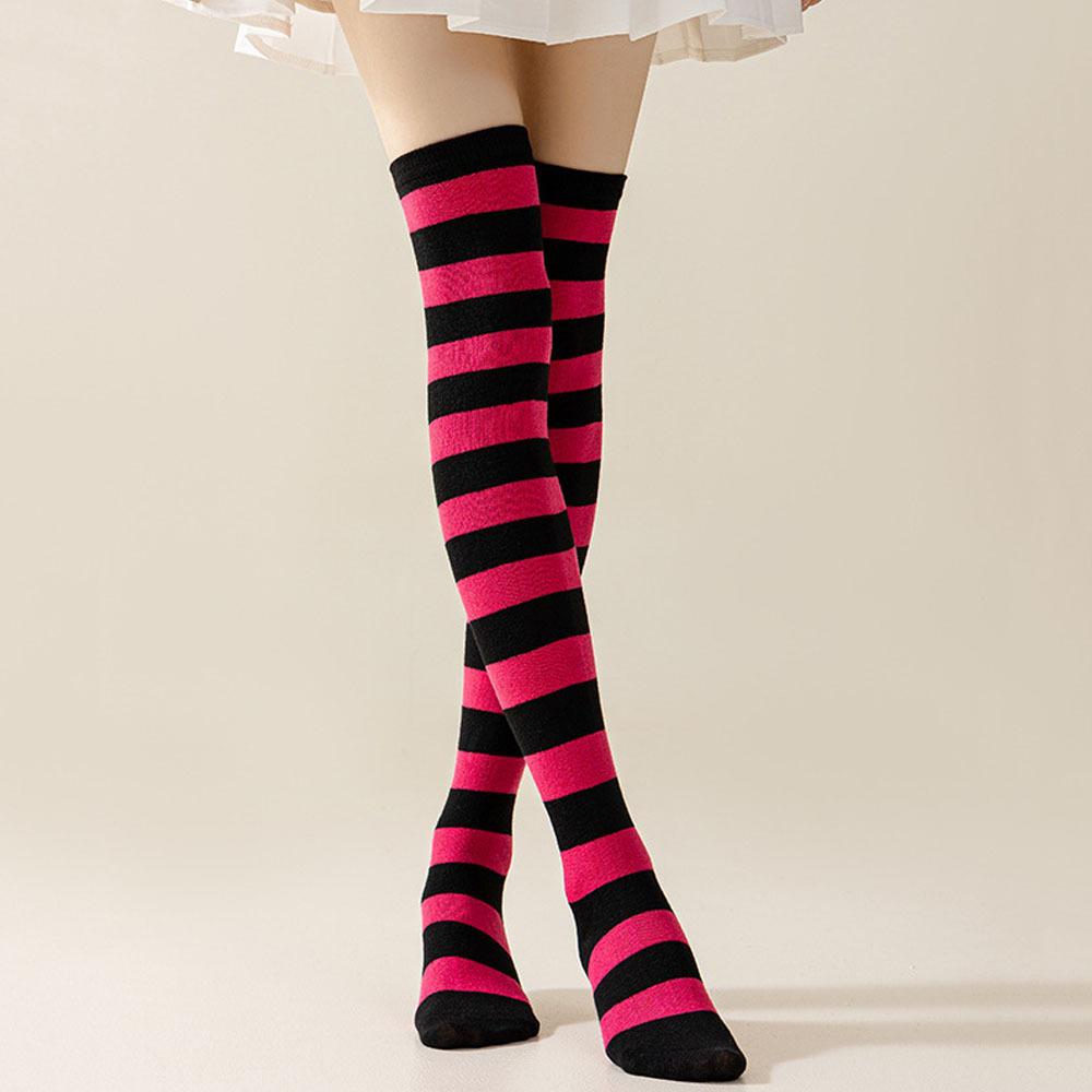 Striped Blue & White Over-the-Knee Cosplay Socks for Women - Anime Thigh Highs