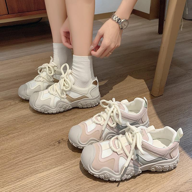 Fashion High Quality Women Sports Jogging Shoes Autumn Round-toe Soft Bottom Women Casual Flat Shoes 2025 Low-top Leather Sneakers Tenis