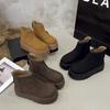 Зимние новые ретро повседневные ботинки на толстой подошве для женщин, хлопковые ботинки на мягкой подошве-маффин, бархатные теплые хлопковые ботинки