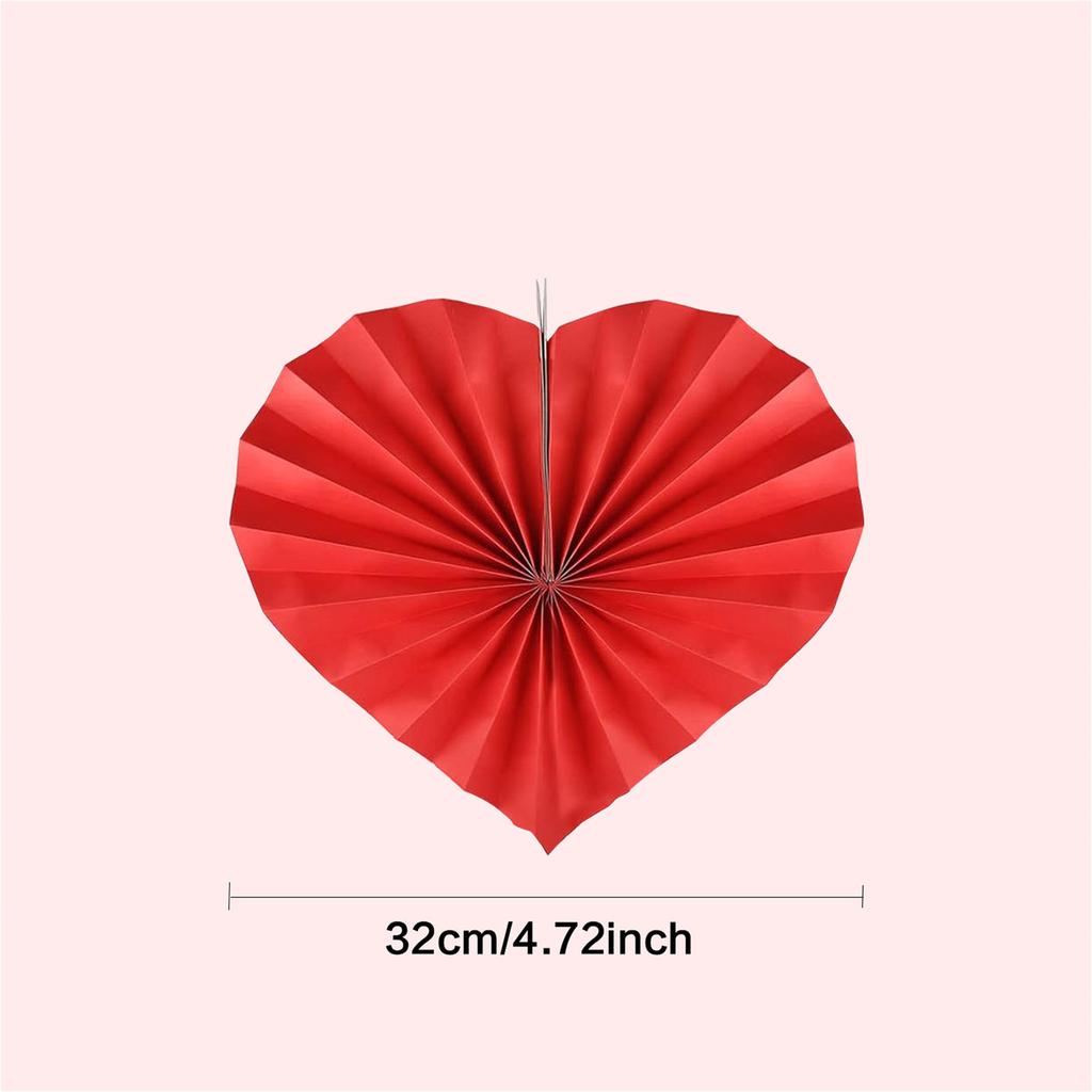8pcs Love Heart Shaped Paper Fans for Wedding and Anniversary Decorative Folding Fan Valentine's Day Party Supplies