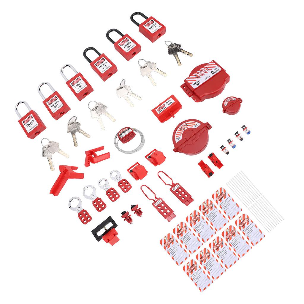 Комплект блокировки и маркировки, зажим для блокировки автоматического выключателя, групповой блокиратор, проушины для блокировки, бирки блокировки, безопасность