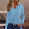 Women's T Shirt Tee Button Long Sleeve Daily Weekend Fashion Basic V- Neck Regular Top