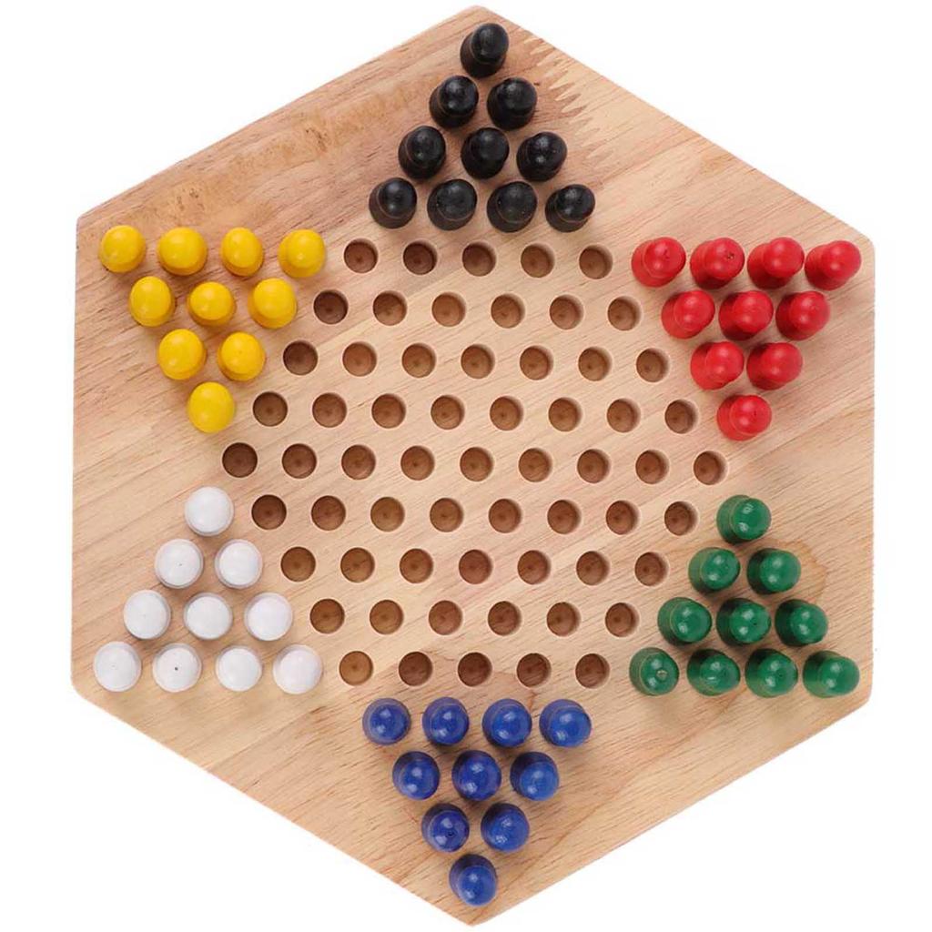 Wooden Educational Board Children Classic Halma Chinese Checkers Set Strategy Family Game Pieces