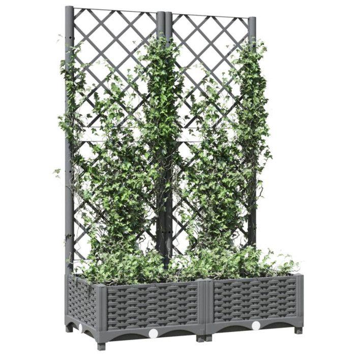 VidaXL Planter with Trellis Light Grey 80x40x121.5 Cm PP 153271